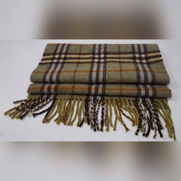 Burberry Vintage Scarf Nova Check 100% Cashmere England 90s Y2K 56" x 12" - Picture 3 of 11